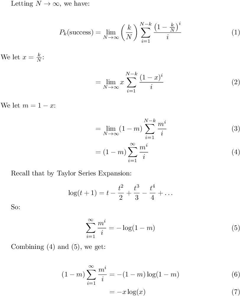 derivation for infinite N part 1
